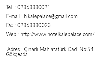 Kale Palace Hotel iletiim bilgileri
